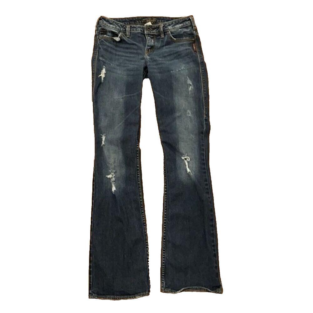 Silver Jeans Dark Blue Distressed Bootcut Jeans